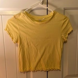 PacSun yellow lettuce cropped short sleeve